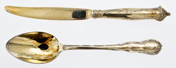 201550. DESSERTBESTICKDELAR, 26 st, silver, rokokostil, svenska importstämplar samt CG Hallberg, Stockholm 1913.