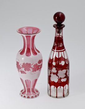 202527. VAS samt KARAFF. Glas. Böhmen.