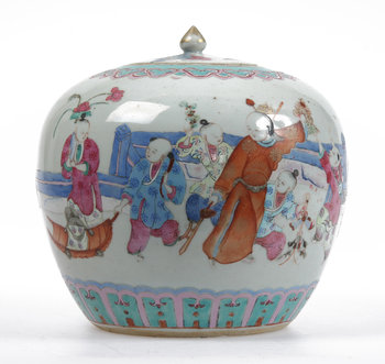 202837. BOJAN MED LOCK, porslin, Kina 1800-tal.