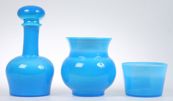 203234. KARAFF, SKÅL samt VAS, glas, Erik Höglund, Boda, 1900-talets andra hälft.