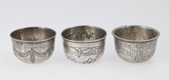 203355. TUMLARE, 3 st, silver, Ryssland 1700-tal. Bla Moskva 1792. Totalvikt ca 90 gram.
