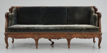 203730. TRÅGSOFFA, rokokostil, 1800-tal.