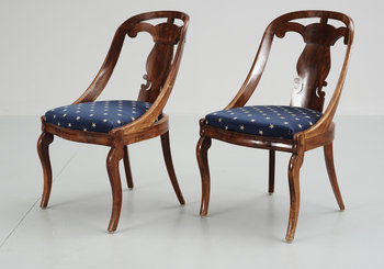 205644. GÖTEBORGSSTOLAR, ett par, senempire, 1800-talets mitt.
