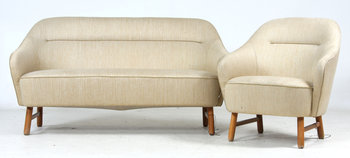 205993. SOFFA SAMT FÅTÖLJ, 1950-tal.