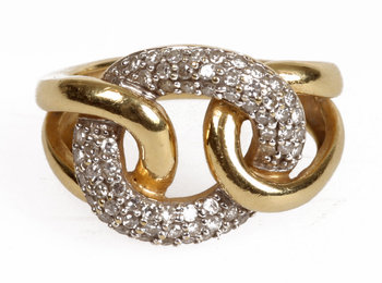 206972. RING, 18K rödguld med småbriljanter.