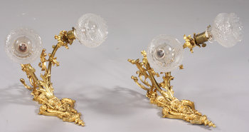 207195. VÄGGLAMPETTER, ett par, Louis XV-stil, 1900-tal.