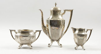 208353. KAFFESERVIS, 3 delar, silver, empirestil. B. Erlandsson. Kristianstad 1901.