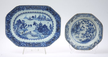 210004. STEKFAT samt TALLRIK, porslin, Kina, 1700-tal.