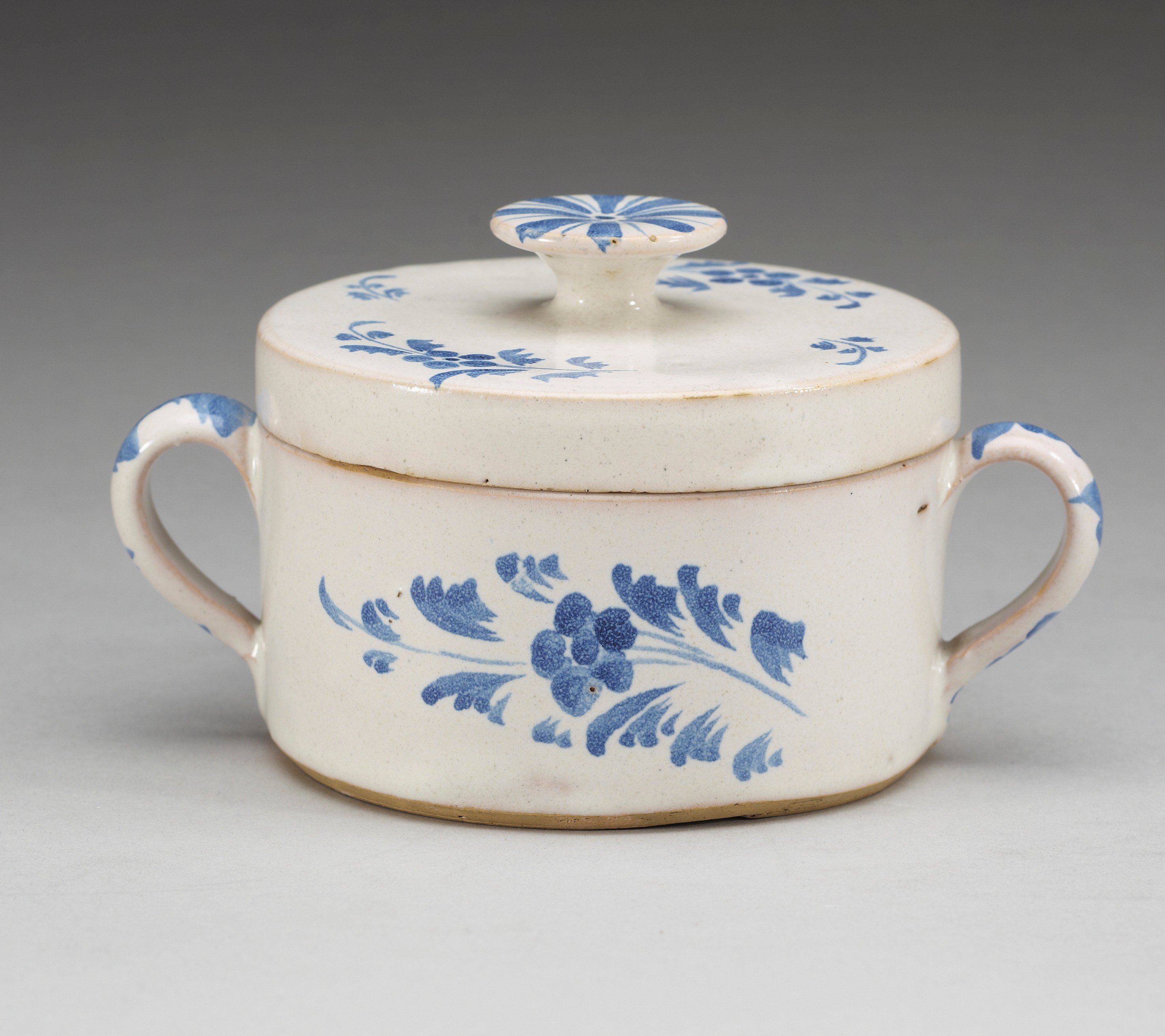 A faience butter tureen with cover, 18th century. Presumably Marieberg