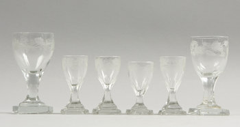 211018. GLAS, 6 st. Empire, 1800-tal.