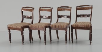 211561. STOLAR, 4 st, senempire, England, 1800-talets första hälft.