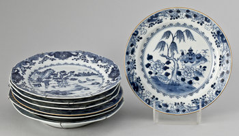 212608. TALLRIKAR, 7 st, porslin, Kina. Mestadels Qianlong, 1700-tal.