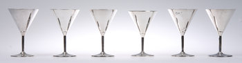 213002. COCKTAILGLAS, 12 st, silver, CG Hallberg, Stockholm, 1949. Tot 730 gr.
