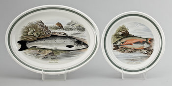 213612. TALLRIKAR 12 st SAMT FAT, porslin, inköpta på Firma Svenskt Tenn, Portmeirion, England 1980-tal.