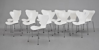215298. STOLAR, 12 st. Sjuan, Arne Jacobsen, Fritz Hansen.