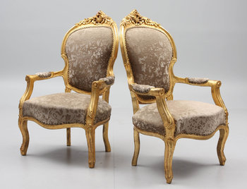 217097. KARMSTOLAR, ett par, nyrokokostil, 1900-tal.