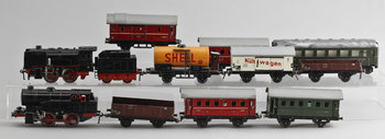 217240. TÅGSET, 11 delar, Fleischmann, 1950-tal.