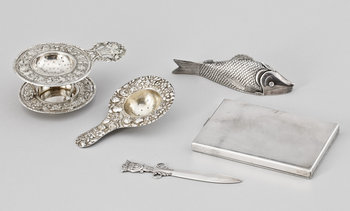 220841. PARTI SILVER, 5 delar, 1927 - 40, tot vikt ca 456g.