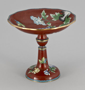 221615. SKÅL PÅ FOT, cloisonné, Kina, 1900-talets början.