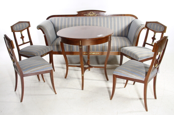 22189. SALONGSGRUPP, 6 delar, empirestil, 1900-tal.