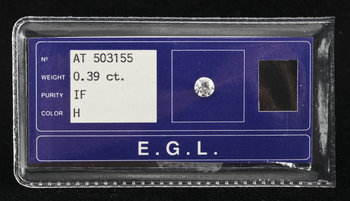 223411. BRILJANTSLIPAD DIAMANT, oinfattad, 0.39 ct.