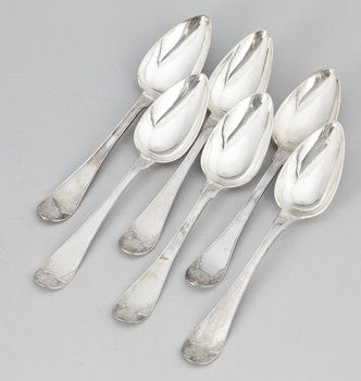 224328. SKEDAR, 6 st, silver, i etui, 183040-tal, ca 375g.
