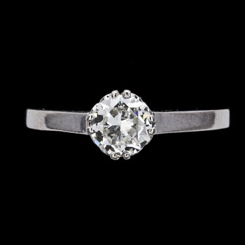 1087. RING, brilliant cut diamond, older cut, app. 0.80cts.