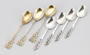 226899. KAFFESKEDAR, 1211 st, silver, 1891 resp 1900-tal. Tot ca 220 gr.