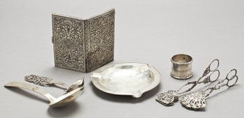 230678. PARTI SILVER, 7 delar, mestadels Sverige, 1900-tal. Tot. v. 620 g.