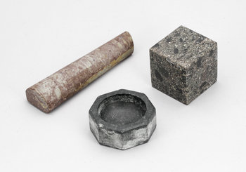 232328. PARTI STEN, 3 delar, möjligen trilobitbrevpress, mortel.