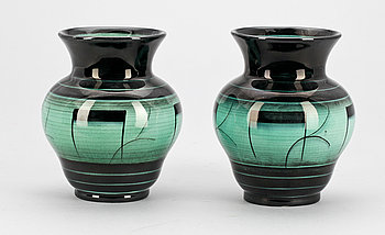 234266. URNOR, ett par, flintgods, Ilse Claesson, Rörstrand, 1930-tal.