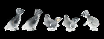 235469. FIGURINER, 5 st, glas, Lalique.
