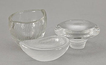 236178. SKÅLAR, 3 st, glas, Tapio Wirkkala, Iittala, sign.