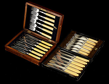 237215. FISKBESTICK, 24 st, silver samt nysilver, Sheffield, England, 18001900-tal.