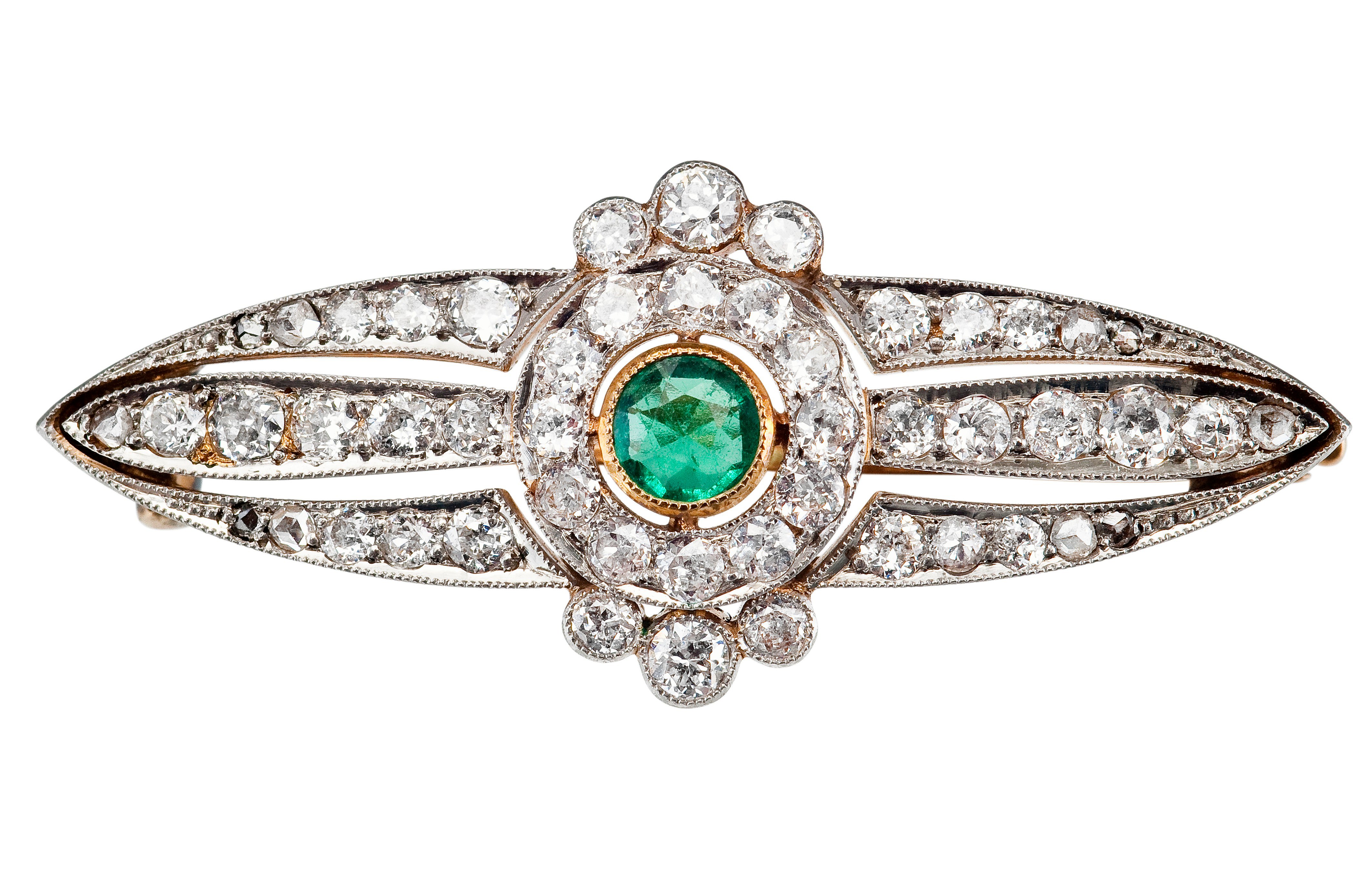 DIAMOND / EMERALD BROOCH. Bukowskis