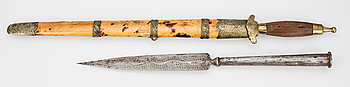 238715. SVÄRD samt SPJUTSPETS, Kina resp mellanöstern, 1800-1900-tal.