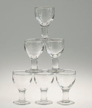 240679. ÖLGLAS, 6 st, Signe Persson-Melin, Boda. 1900-talets andra hälft.