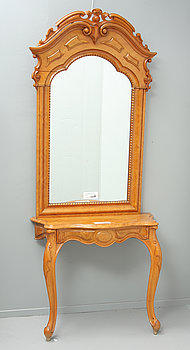 241911. SPEGEL MED KONSOLBORD, nyrokoko 1800-talets andra hälft.