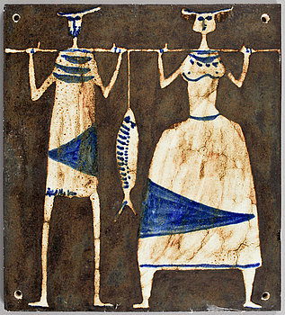 242089. ÅKE HOLM, väggplakett, stengods, sign.