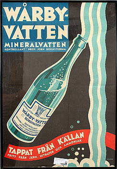 243433. REKLAM- FILMAFFISCH, 2 st. Vårbyvatten samt Blyge Anton. 1900-talets mitt.