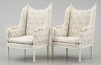244605. BERGÈRER, ett par, Louis XVI-stil, 1800-talets slut.