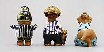 245390. FIGURINER, 3 st, stengods, Lisa Larson, Gustavsberg.