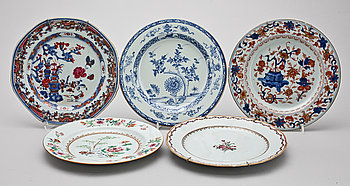 245446. TALLRIKAR, 5 st, porslin, Kina, 1700-tal.