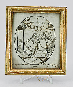 246770. SIDENMÅLNING, empire. Bär sign Fredrique Kjöllerström 1813.