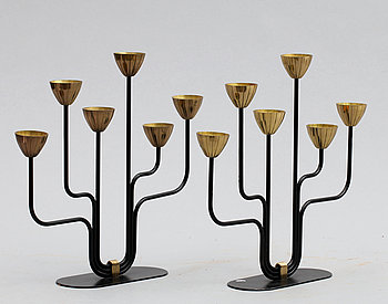 249004. KANDELABRAR, ett par, Gunnar Ander, Ystad Metall, 1900-talets andra hälft.