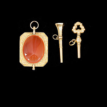 249639. KLOCKNYCKLAR, 3 st, 18k guld, 1800-tal.