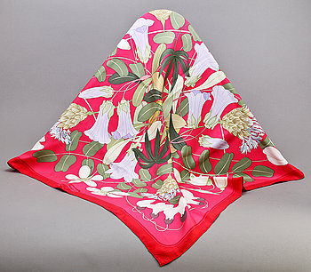 251479. SCARF, siden, Flora Graecia, design Nikita Goulandis, Hermès, Paris.