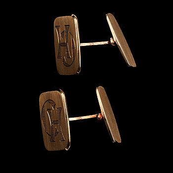252070. MANCHETTKNAPPAR, ett par, guld 18 K. Vikt ca 14 g.