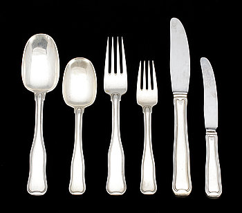 252510. BESTICKSERVIS, 36 delar, silver, Georg Jensen, Danmark. Tot vikt ca 2000 g.