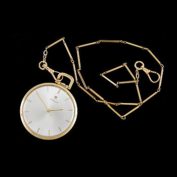 252839. FRACKUR MED KLOCKKEDJA, Tissot, klockkedja 18k guld, 1900-talets andra hälft.